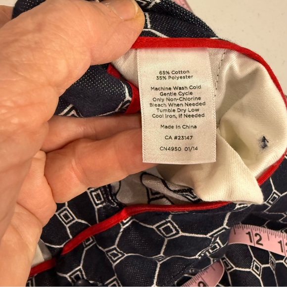 Talbots Signature Ankle Pants Geometric Print Navy/White Career Women’s Size 12 - Picture 12 of 13